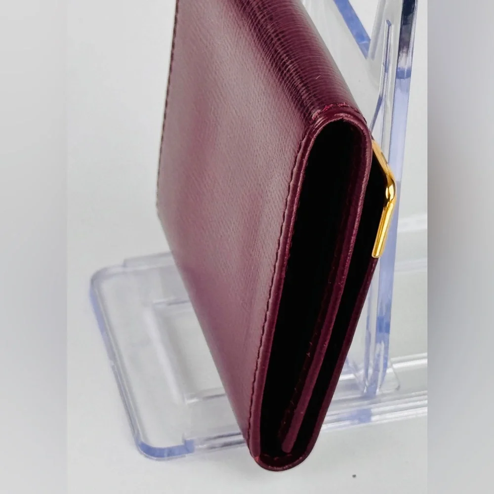 Cartier Vintage Bordeaux Leather Coin Pouch Wallet Gold Corners EUC - Picture 5 of 9
